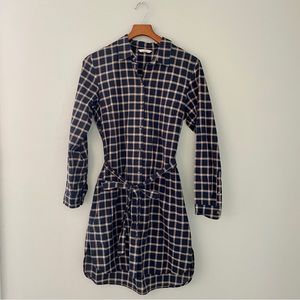 L.L.Bean Signature Cotton Plaid Long-Sleeve Dress